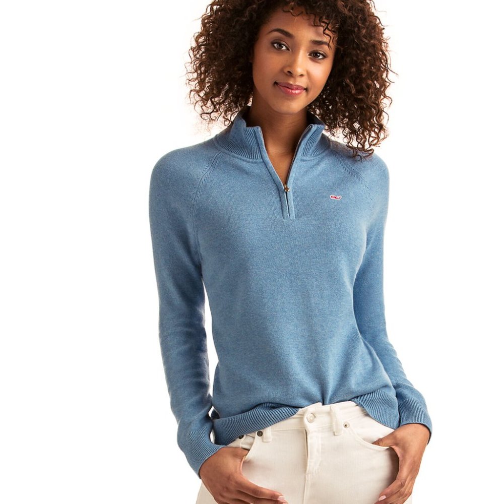 Vineyard Vines Light Blue 1/4-Zip Sweater Size S